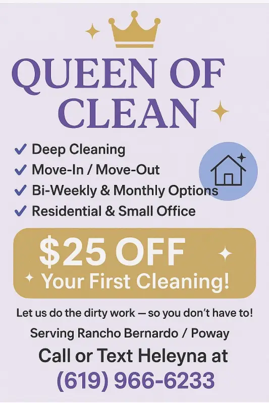 Queen of Clean Cleaning Services - Business Card